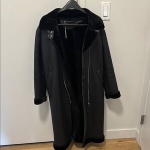 Whistles Long Black Faux Shearling